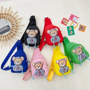 Kids Cartoon Bear Chest Bag Nylon Lightweight Crossbody Bag For Boys And Girls Trendy Outdoor Travel Cute Mini Pack