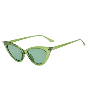 Fashionable translucent green cat-eye sunglasses with a retro minimalist frame for women