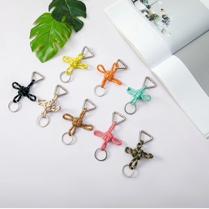 Braided Paracord Keychain Chinese Knot Zinc Alloy Triangle Spring Hook Hand-Woven Anti-Lost Car Key Ring Gift Accessory