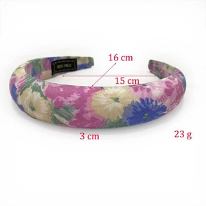 Floral sponge padded headband with bohemian print and 3cm width dimensions