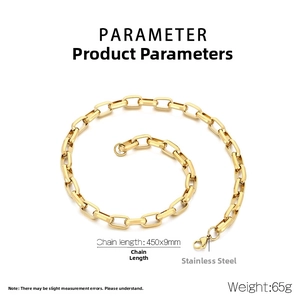 Macro view of 18K gold-plated stainless steel paperclip chain necklace details