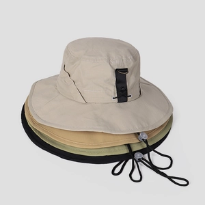 Outdoor nylon sun hats in beige, khaki, green and black with adjustable windproof cords