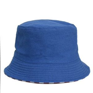 Blue double-sided canvas bucket hat with American flag lining and sun protection