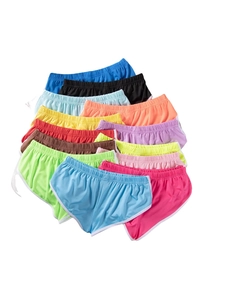 Dames sportshort met hoge stretch in diverse kleuren en contrastrijke biesjes