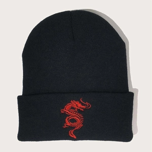 Cuffed Knit Beanie Hat Acrylic Winter Warm Daily Streetwear Casual Various Embroidery Designs Unisex For Men Women