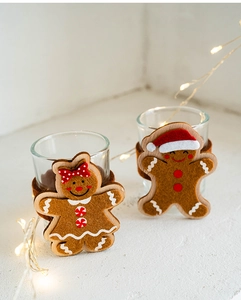 Lebkuchenmann-Kerzenhalter aus Filz für festliche Weihnachtsglas-Dekorationen