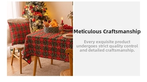 Christmas tablecloth set with red and green plaid and snowflake patterns for dining decor