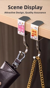 Adjustable G-clamp metal desk hook with cartoon design for student backpacks