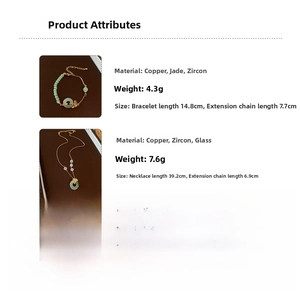Spécifications techniques du collier feuille de ginkgo et bracelet avec dimensions