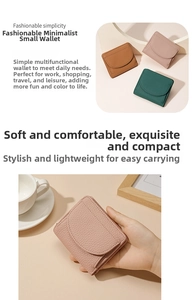 Mini portefeuilles en cuir grainé pour femmes en couleurs rose marron et vert