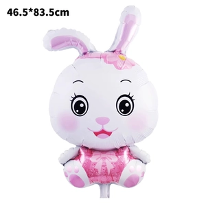 Detail of pink cartoon rabbit foil balloon for Easter party decor 46.5x83.5cm