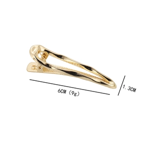Golden irregular teardrop metal hair clip 6cm minimalist sleek hair accessory for women
