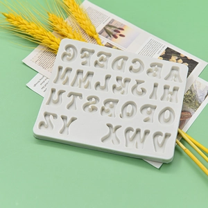 White silicone 26-letter mold for DIY fondant cake decoration and soap making