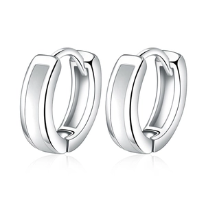 Minimalist silver-tone hoop earrings with black and white enamel drip oil finish