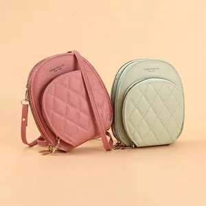 Women Crossbody Bag PVC Synthetic Leather Multi Zipper Diamond Quilted Small Square Phone Purse Daily Simple Fashion