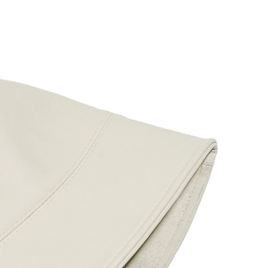 Close-up of premium PU leather bucket hat showing high-quality double stitching and texture