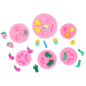 Set de moldes de silicona mini de frutas y verduras para fondant y chocolate DIY