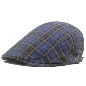 Béret classique à carreaux avec boucle métallique réglable en bronze pour homme