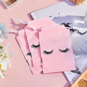 Frosted EVA Drawstring Storage Bag Waterproof Eyelash Printed Travel Cosmetic Toiletries Organizer Pouch Matte Novelty