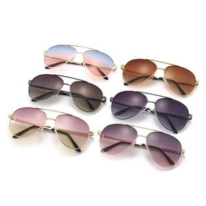 Classic aviator sunglasses with double bridge and multi-color gradient lenses