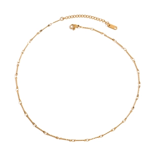 Hammered Bar Chain Necklace 18K Gold Plated Stainless Steel Waterproof Hypoallergenic Geometric Pendants For Women