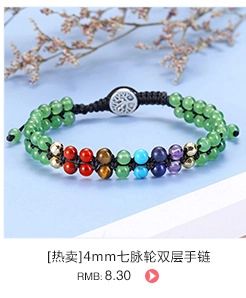 Detail eines zweilagigen 4mm Chakra-Perlenarmbands mit silbernem Lebensbaum-Anhänger