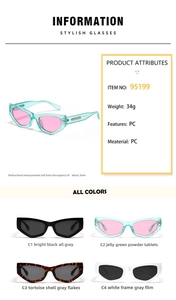 Comparaison détaillée de quatre lunettes de soleil Y2K œil-de-chat avec spécifications