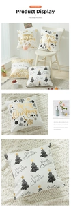 Detailed view of Christmas pillowcase with gold stamping and black festive prints
