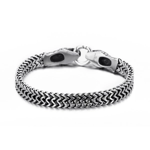 Retro double-headed snake steel bracelet with 316L stainless steel woven chain link