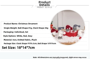 Detailed size specifications for Nordic Christmas gnome bells with fabric and plush details