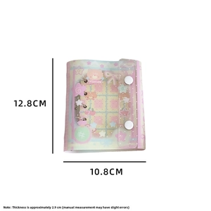 Detailed size specifications of pink M5 binder with cute cartoon bear illustrations