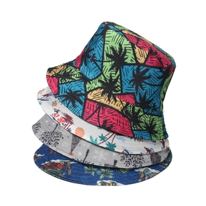 Tropical Print Bucket Hat Polyester Sun Protection Outdoor Beach Summer Travel Casual Headwear Unisex