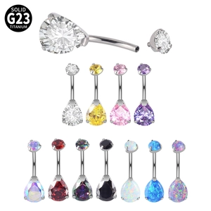 Piercing Per Ombelico In Titanio G23 Opale Zirconia A Forma Di Goccia D'acqua Gioielli Per Il Corpo