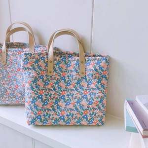 Borsa Tote In Tela Con Stampa Floreale Manici In Pelle Dettaglio Borchie Stile Giapponese Borsa A Mano Portatile Per Donne