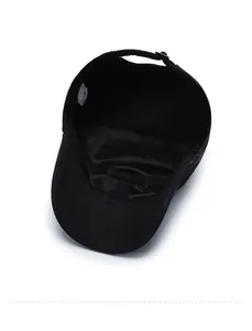 Detail view of the interior construction and 100% cotton lining of the black cadet cap