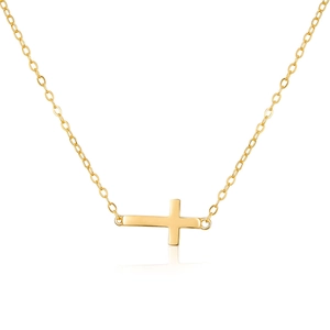 Minimalist Sideways Cross Pendant Necklace 925 Sterling Silver Dainty Clavicle Chain For Women