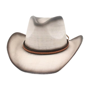 Chapeau de cowboy en paille style western avec dégradé et double bande décorative chic
