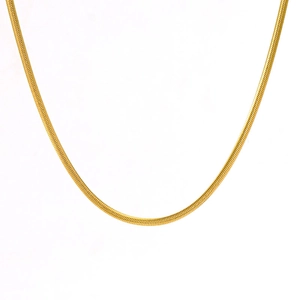 Elegant gold-plated stainless steel snake chain necklace with bead details for women