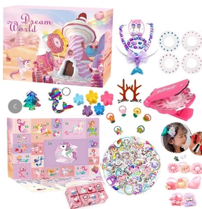 24-day Christmas countdown box with unicorn and mermaid jewelry accessories for kids