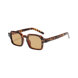 Quadratische Retro-Sonnenbrille mit Schildpatt-Muster und gelben Gläsern für Herren und Damen