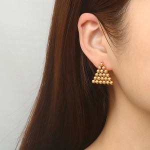 Boucles D'oreilles Puces Géométriques Acier Inoxydable Plaqué Or 18K Cœur Triangle Carré Design Perles Bijoux Minimalistes