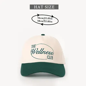 Size guide for Wellness club baseball cap showing 56cm and 58cm head circumference