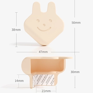 Dimensioni dettagliate di un paraspigoli in silicone a forma di coniglio per neonati