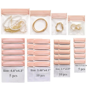 Sacchetto per Gioielli in PVC Ispessito Trasparente Antiossidazione Sacchetto a Chiusura Lampo per Orecchini Collana Braccialetto Striscia Rosa Antipolvere Sacchetto per Imballaggio Gioielli