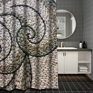 Detail eines 3D-Kiesel-Blumenmusters auf wasserdichtem Polyester-Duschvorhang