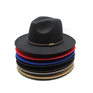 Vintage Wide Brim Fedora Hat Soft Cotton Jazz Hat With Braided Leather Belt Band Unisex Retro Cowboy Style Sun Hat