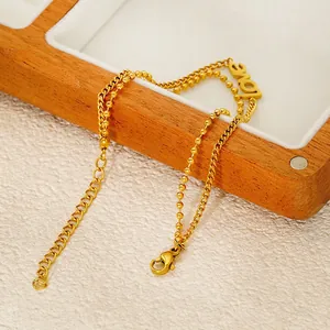 Double-layer 18K gold plated stainless steel bracelet with beads and LOVE charm