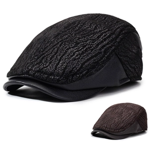Coppia Piatta Invernale Uomo Pelle PU Cappello Newsboy Con Paraorecchie Caldo Antivento All'aperto Retro Regolabile