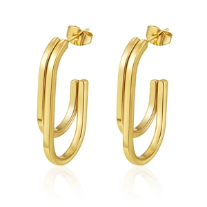Chic multi-layered gold PVD plated stainless steel hoop earrings with a mirror reflection