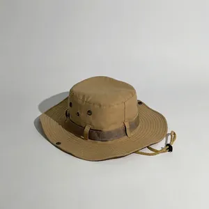 Outdoor Sun Protection Bucket Hat Wide Brim Tactical Boonie Hat For Men Women Camping Fishing Hiking Breathable Acrylic Sun Hat
